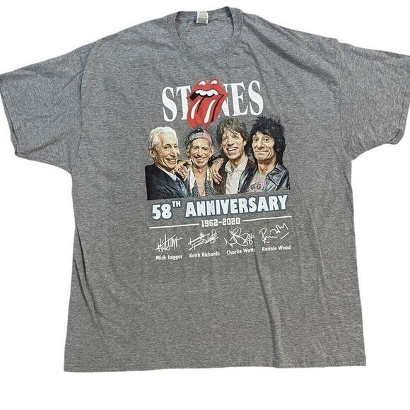 Fruit of the Loom Other - The Rolling Stones Shirt Mens Size 2XL 58th Anniversary 1962–2020 Signatures